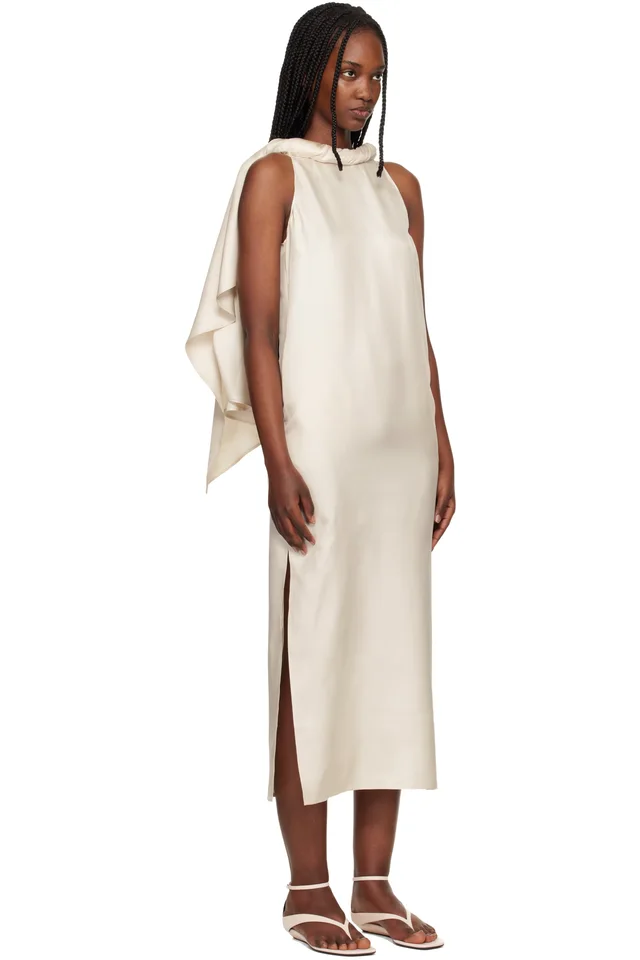Loulou de Saison Off-White Susan Twisted Collar Maxi Dress, photo 2 of 4 from SSENSE