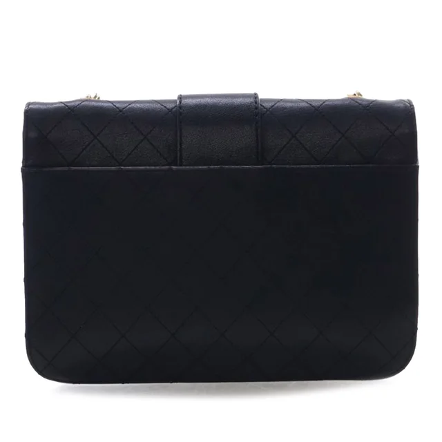 Black Chanel Large Quilted Sheepskin Front Chain Flap Crossbody Bag in Black Leather from Designer Revival, photo 2 of 2