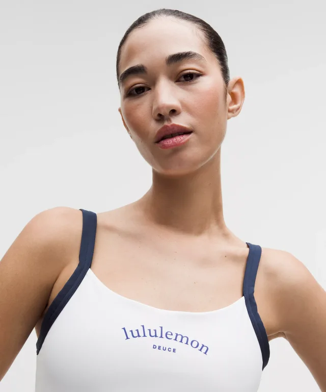 lululemon Straight-Strap Sports Bra Light Support, B/C Cup *Tennis Deuce in White/Club Blue, photo 4 of 6 from lululemon