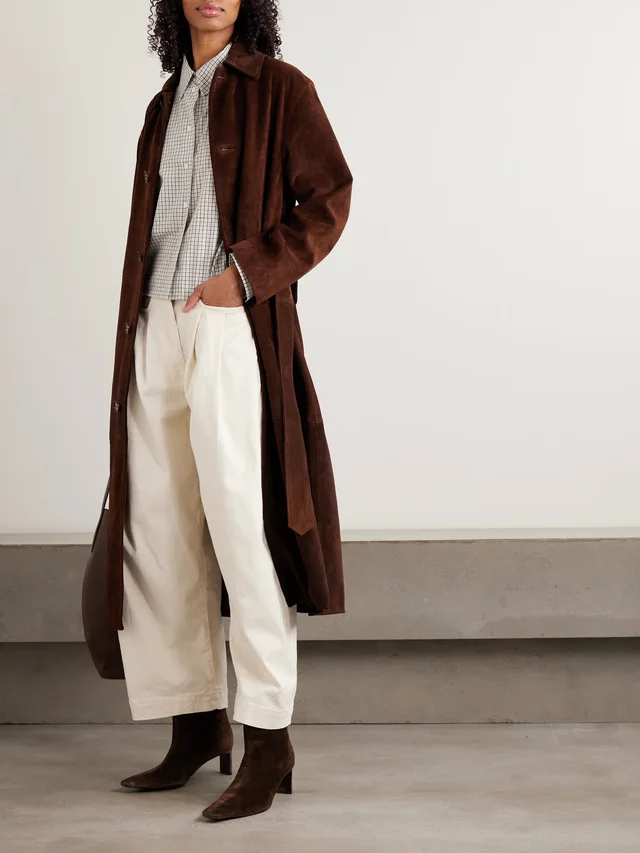 POLO RALPH LAUREN Belted paneled suede coat in Brown, photo 2 of 2 from NET-A-PORTER (Canada)