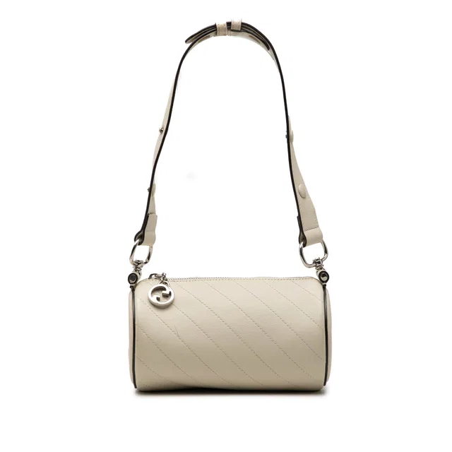 White Gucci Mini Leather Blondie Barrel Shoulder Bag in White Leather from Designer Revival, photo 1 of 1