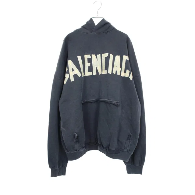 Balenciaga TAPE TYPE RIPPED POCKET HOODIE Cotton Hoodie from LuxUness