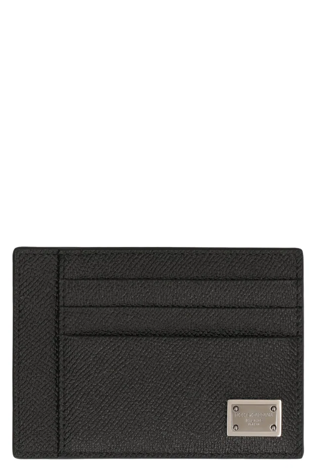 Dolce & Gabbana Dauphine-Print Calfskin Card Case — Black Calf Wallets Cardholders in Black Calfskin from HEWI