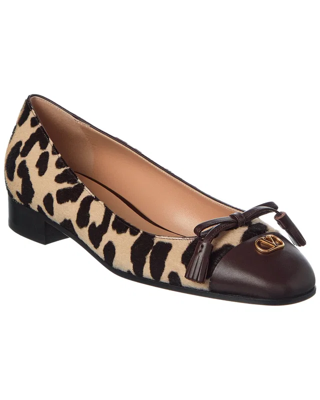 Valentino VLogo 25 Valet Du Roi Leather & Haircalf Ballerina Flat, image 1 of 1 from Gilt