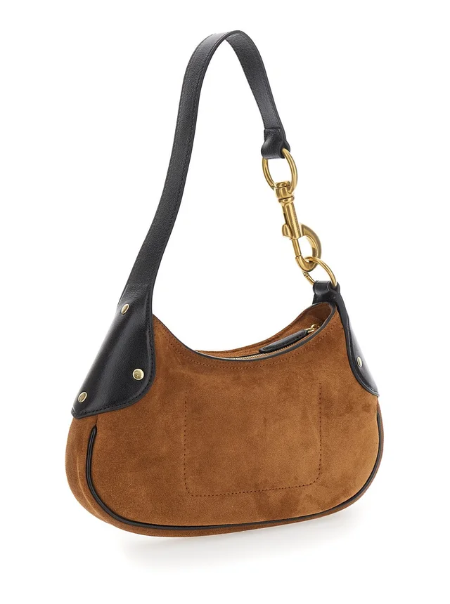 Mulberry 'Hackney' Brown Shoulder Bag with Logo Embossed on the Front in Suede for Women in Brown 100% Calf, photo 6 of 12 from Gaudenzi Boutique