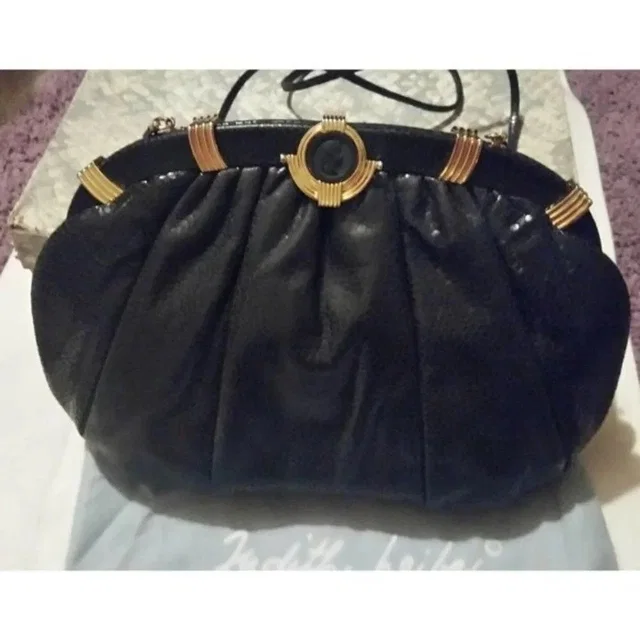 Judith Leiber Vintage Black Snakeskin Portrait Cameo Clasp Grannycore Handbag in black from Poshmark