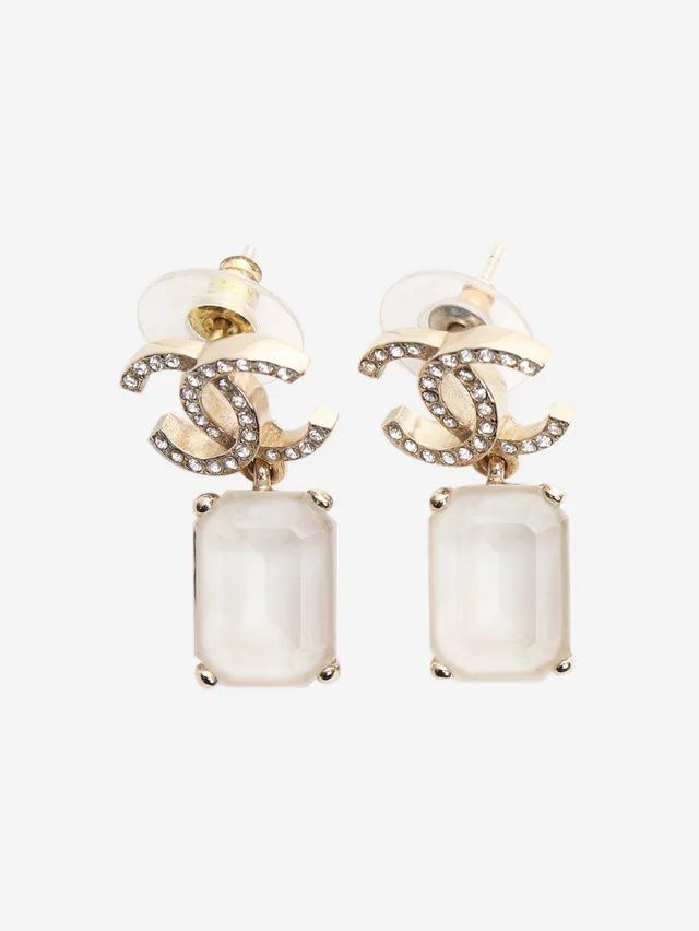 Chanel Gold CC gemstone drop earrings in Gold from Sign of the Times