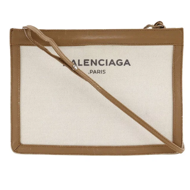 Balenciaga Navy Canvas Leather Shoulder Bag in Navy Canvas from LuxUness