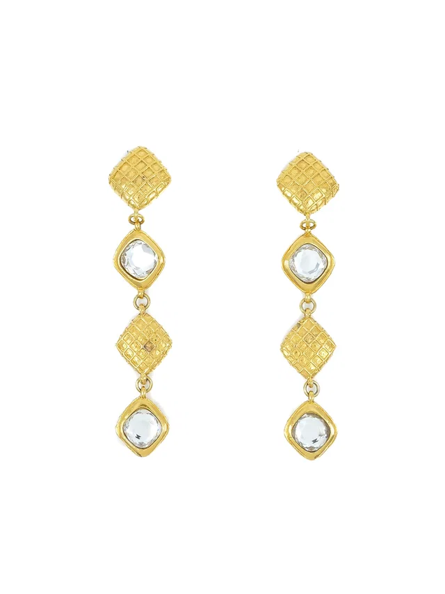 Chanel Quilted Rhinestone Drop Earrings from Arcade Vintage