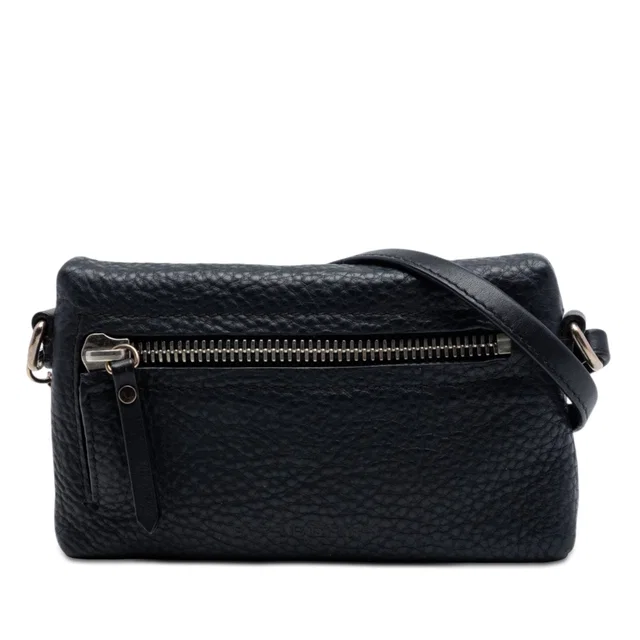 Black Burberry Mini Grainy Calfskin Rossett Crossbody in Black Calfskin from Designer Revival