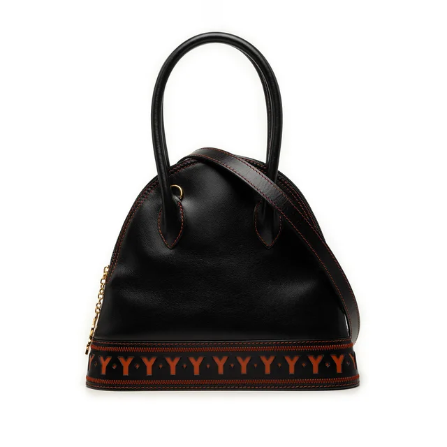 Black Saint Laurent Leather Y Cutout Satchel in Black Leather from Designer Revival