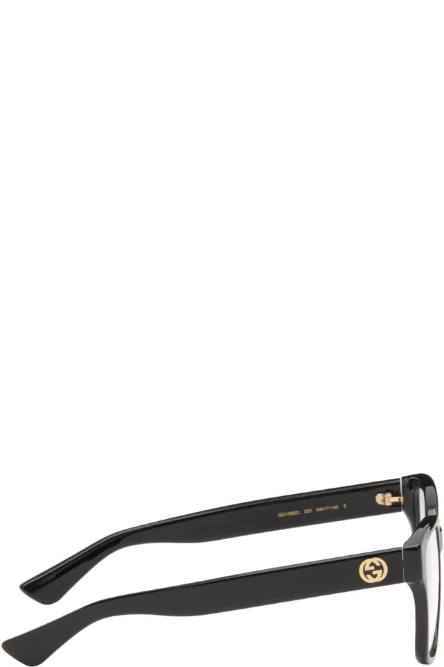 Gucci Black Large Square Acetate Glasses, photo 2 of 4 from SSENSE