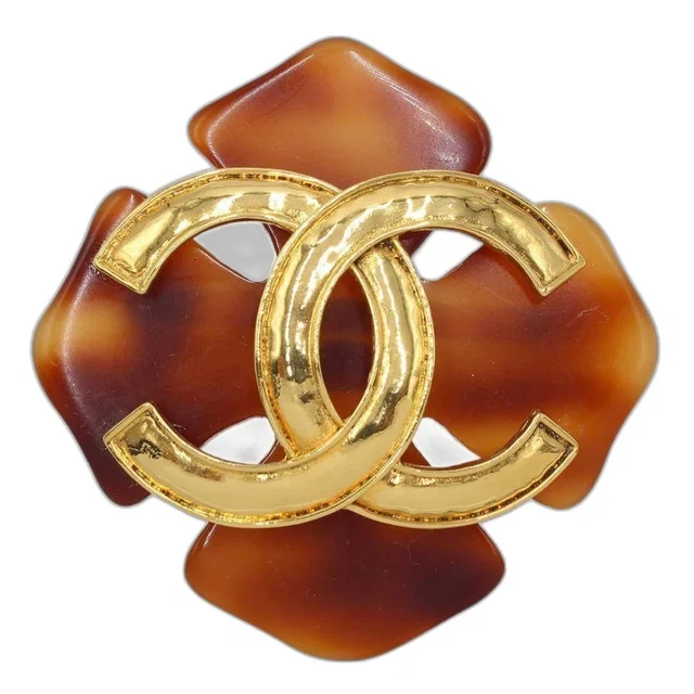 Chanel CC Logo Tortoiseshell Cross Motif Brooch from The Reluxe