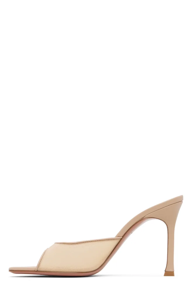 Amina Muaddi Beige Alexa Mesh Slipper 95 Heeled Sandals, photo 3 of 5 from SSENSE
