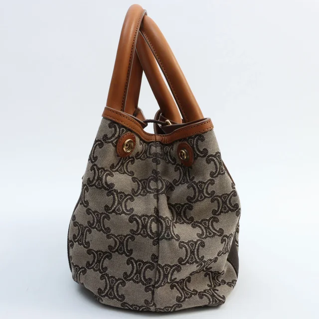 Celine Brown Macadam Pattern Handbag in Brown Canvas from VINTAGE QOO TOKYO, photo 3 of 9