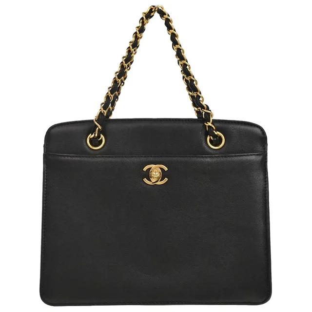 Chanel 1997-1999 Black Lambskin Tote Handbag in Black Lambskin from AMORE Vintage Tokyo