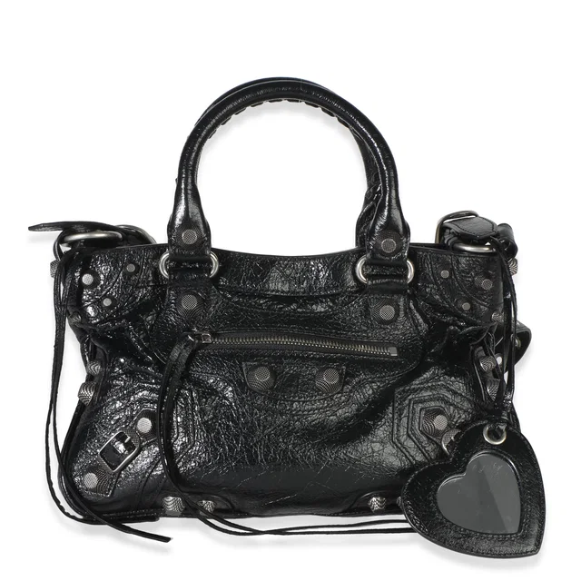 Balenciaga Black Agneau Arena Neo Cagole Medium City Bag in Black Leather from myGemma