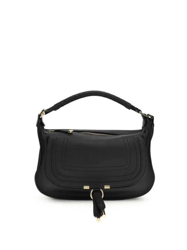 Chloé Marcie Shoulder Bag — Black Calf Leather Bos Taurus in Black Calfskin from HEWI