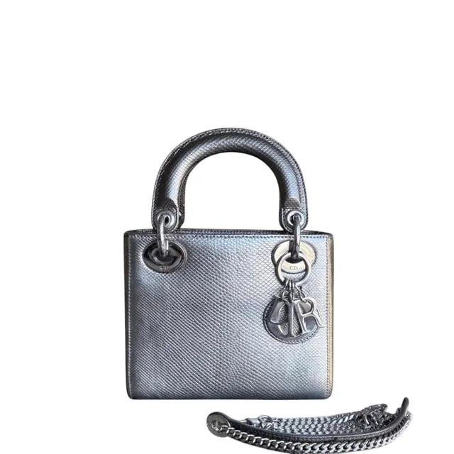 Dior Lady Mini - Exotic Lizard Bi-color Silver Hardware in Lizard from Luxury Promise