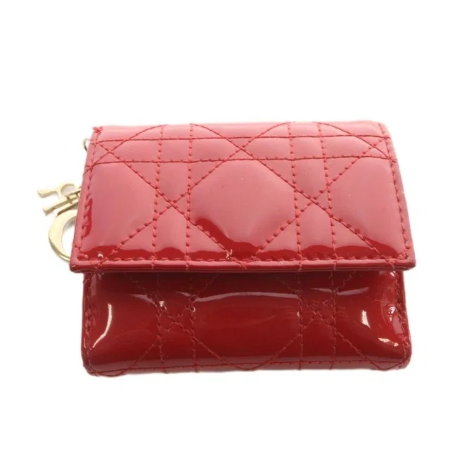 Dior Lady Lotus Wallet Trifold Red in Red from The Reluxe