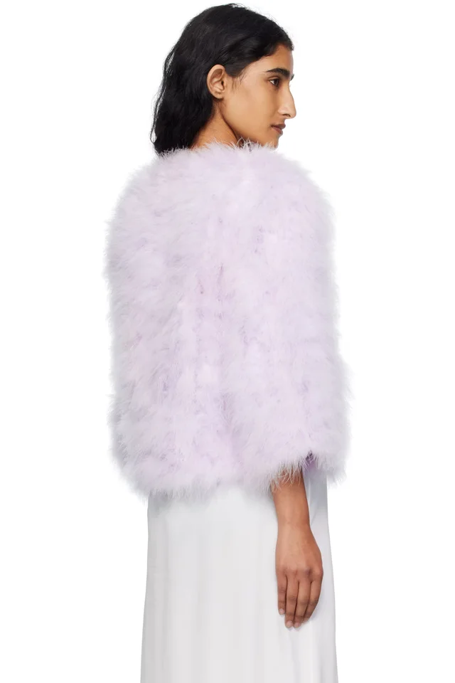 Yves Salomon Pink Short Feather Jacket, photo 3 of 4 from SSENSE
