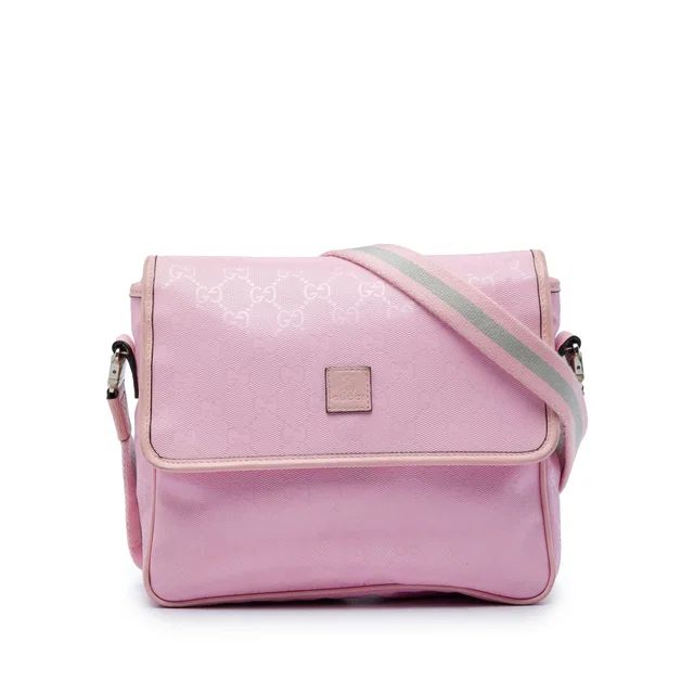 Pink Gucci Kids GG Imprime Web Messenger Bag in Pink Coated canvas from Designer Revival