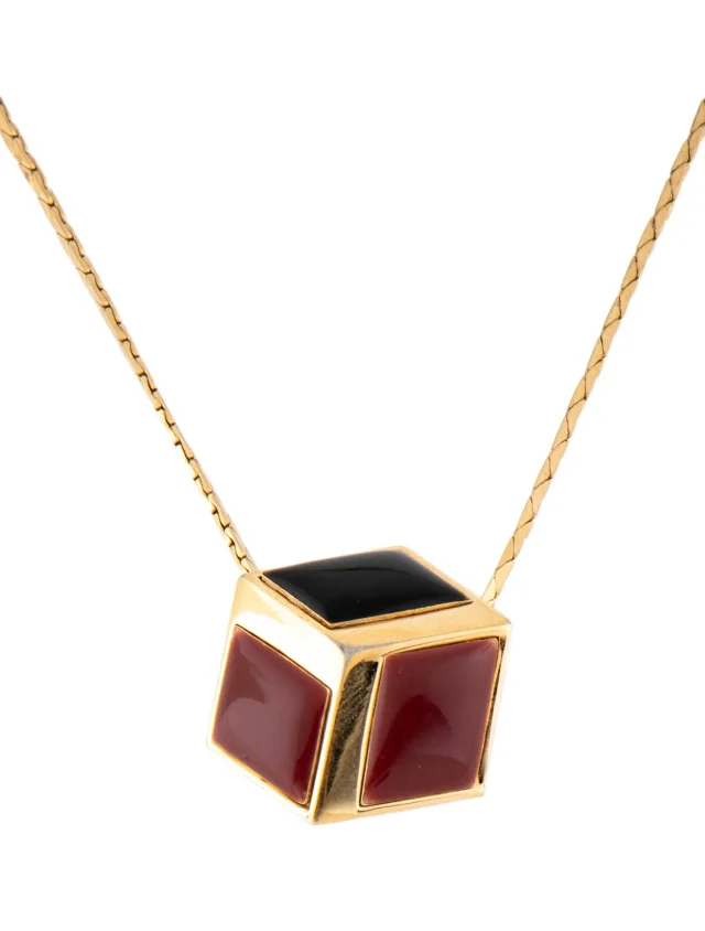 Givenchy Vintage Enamel Cube Pendant Necklace, 16" in multicolor from The RealReal