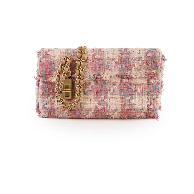 Chanel Vertical Lock Reissue in Pink Tweed from The Purse Affair