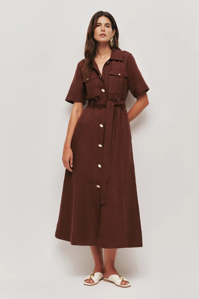AJE Manon Midi Dress in Brown from Aje, photo 1 of 1