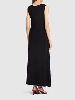Khaite Long V-neck dress in 83% Viscose, 17% Polyester, photo 3 of 5 from LUISAVIAROMA