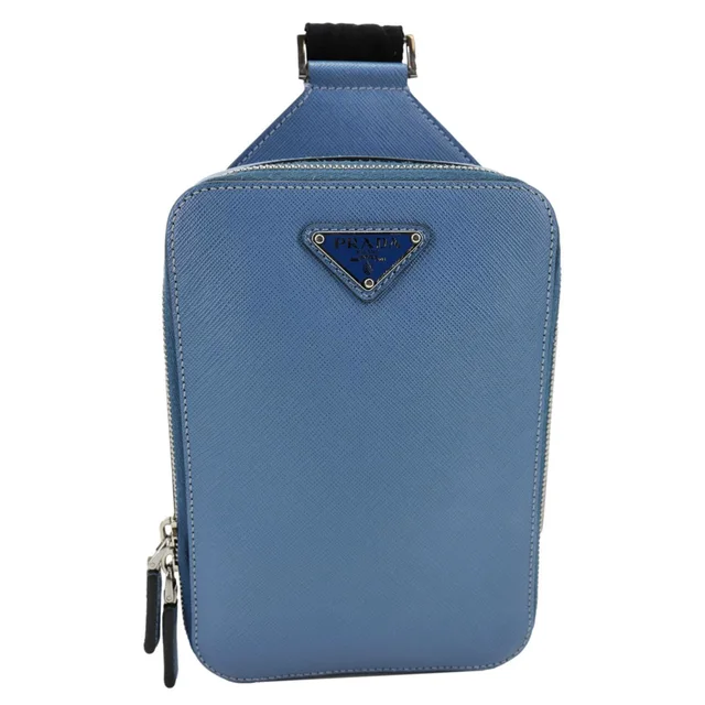 Prada Brique Saffiano Leather Sling Crossbody Bag Blue in Blue Saffiano leather from Dallas Designer Handbags