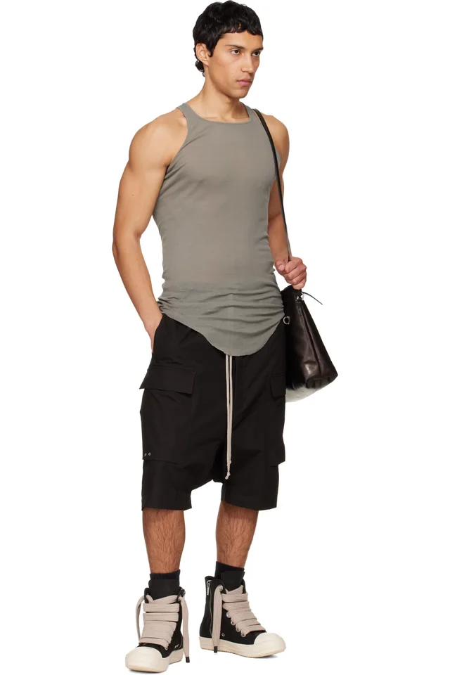 Rick Owens Gray Temple Basic Rib Tank Top, photo 4 of 4 from SSENSE