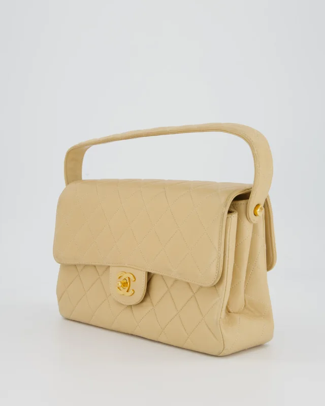 Chanel Vintage Medium Double-Sided Flap Bag in Beige Lambskin from Sellier, photo 8 of 18
