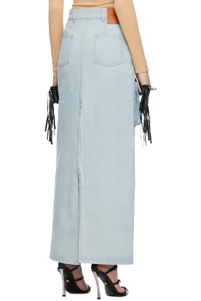 Lado Bokuchava Blue Cargo Denim Maxi Skirt, photo 3 of 4 from SSENSE