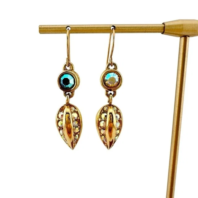 Swarovski Vintage Earrings, Iridescent Gold And Blue Drop Crystals in blue|gold from Poshmark