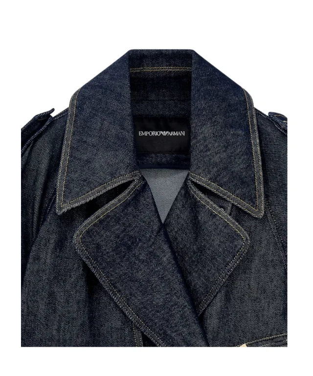Emporio Armani Belted denim jacket with wide lapels and epaulettes, photo 2 of 3 from SENSER
