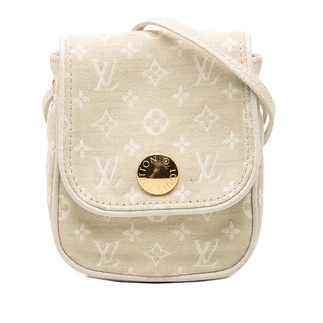 Beige Louis Vuitton Monogram Mini Lin Pochette Cancun Crossbody Bag in Beige Canvas from Designer Revival