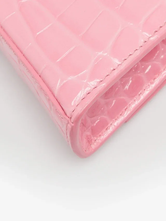 Balenciaga Pink Croc Embossed Leather Soft Hourglass Wallet On Chain Bag in Pink Crocodile from Yoogis, photo 4 of 12