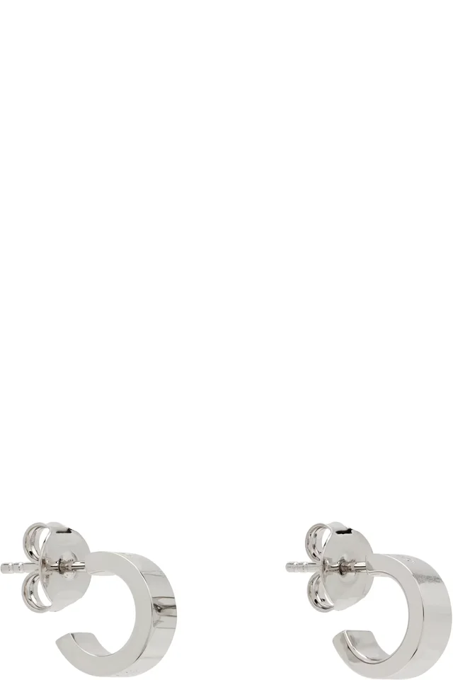 MM6 Maison Margiela Numeric Minimal Signature Hoop Earrings, photo 2 of 3 from SSENSE