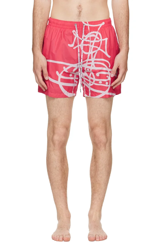Vivienne Westwood Red Surf Boxer Swim Shorts, image 1 of 1 from SSENSE