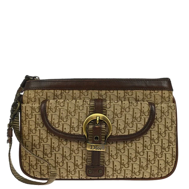 Dior Brown Trotter Clutch Bag in Brown Canvas from AMORE Vintage Tokyo