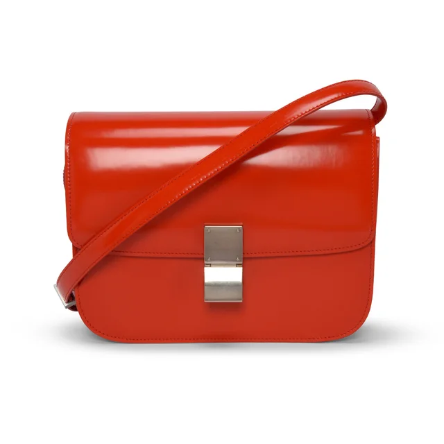 Celine Hi-Shine Medium Classic Box Bag in Vermillion Leather from Blue Spinach