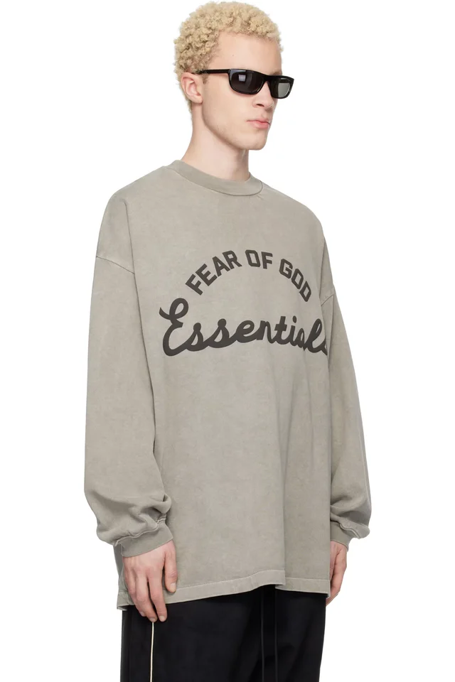 Fear of God ESSENTIALS Taupe Training 90s Long Sleeve T-shirt, photo 2 of 4 from SSENSE