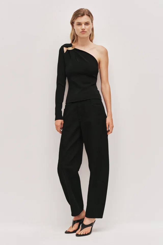 AJE Rosabel Asymmetric Knit Top in Black from Aje, photo 1 of 1