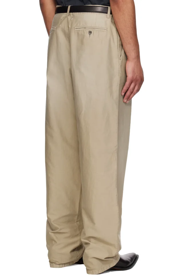 Maison Margiela Beige Unbrushed Moleskin Trousers, photo 3 of 5 from SSENSE