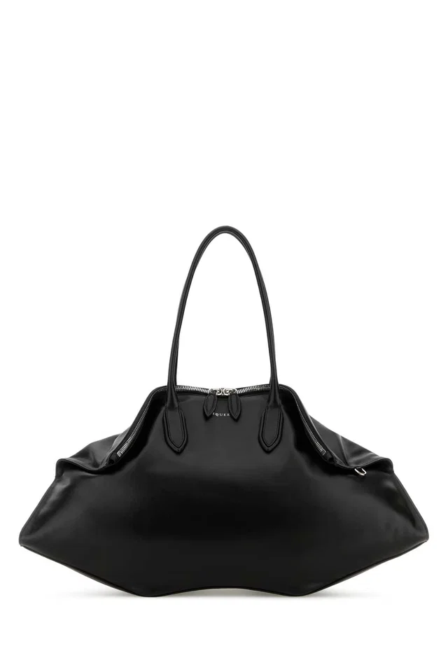 Alexander McQueen Maxi Shoulder Bag — Black in Black Calfskin from HEWI