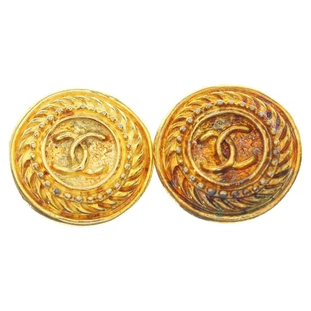Chanel CC Logo Round Earrings Gold in Gold from The Reluxe