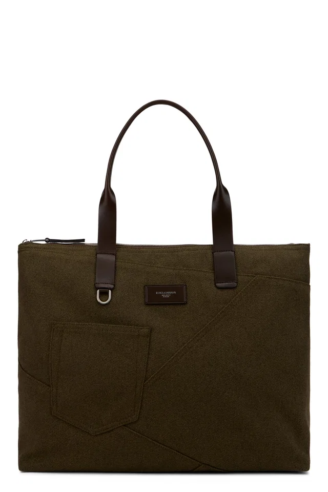 Dolce & Gabbana Tote Bag — Green Cotton in Green Leather from HEWI