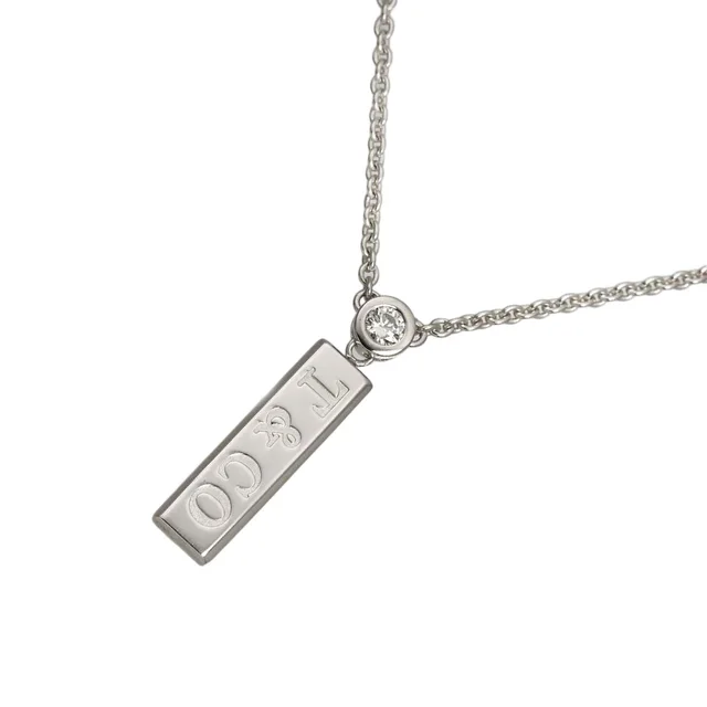 Tiffany & Co. Bar Drop Diamond Necklace 44 18k White Gold in White from The Reluxe
