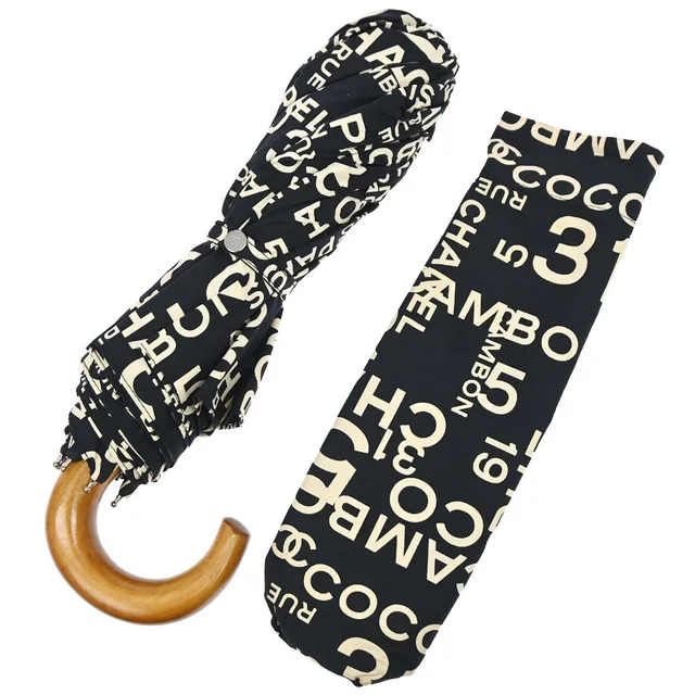 Chanel Black By Sea Line Folding Umbrella Small Good in Black from AMORE Vintage Tokyo